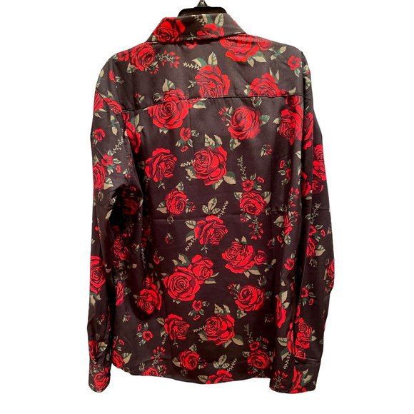 ZEROYAA Men's Button Down Black and Red Blouse Shirt Size S - Picture 5 of 5